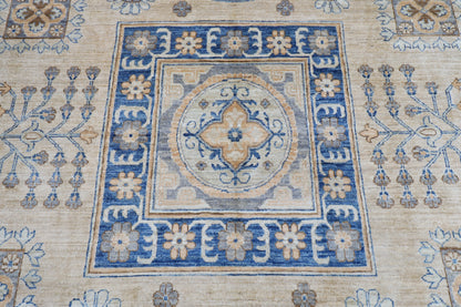 310 x 413 cm | Oriental Geometric Beige Area Rug Afghan Hand Knotted Veg Dye Wool carpet