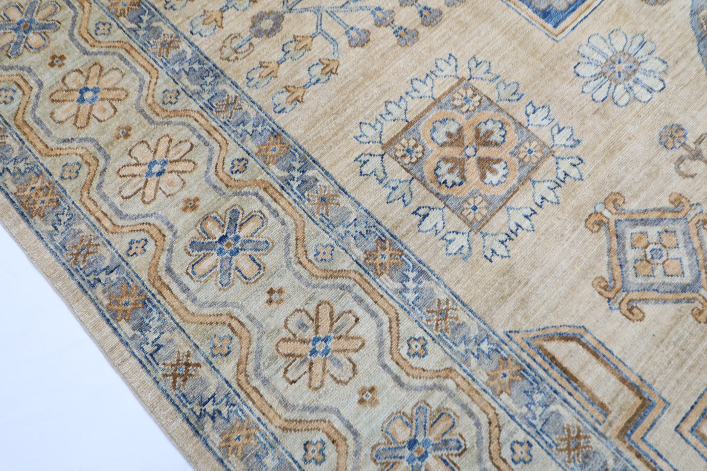 310 x 413 cm | Oriental Geometric Beige Area Rug Afghan Hand Knotted Veg Dye Wool carpet