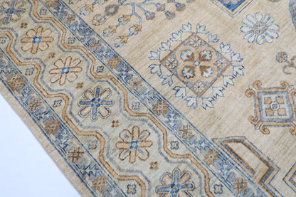 310 x 413 cm | Oriental Geometric Beige Area Rug Afghan Hand Knotted Veg Dye Wool carpet