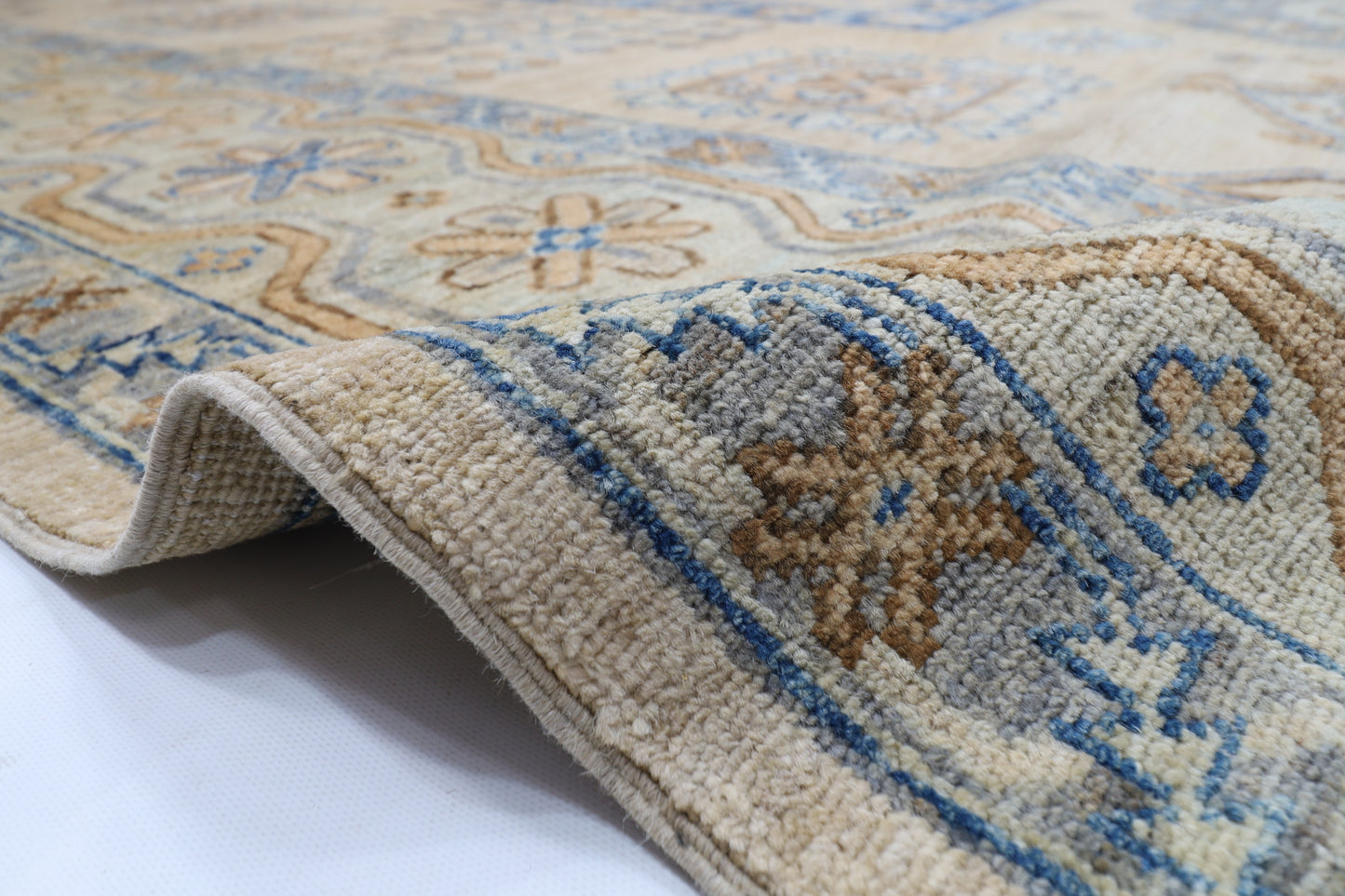 310 x 413 cm | Oriental Geometric Beige Area Rug Afghan Hand Knotted Veg Dye Wool carpet