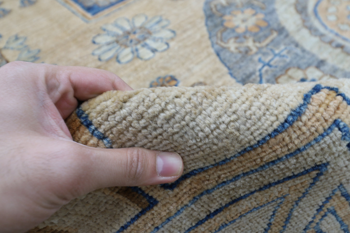 310 x 413 cm | Oriental Geometric Beige Area Rug Afghan Hand Knotted Veg Dye Wool carpet