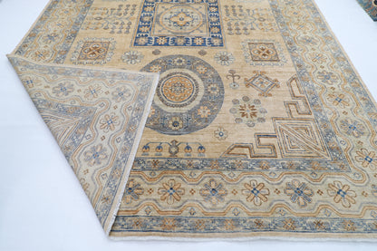 310 x 413 cm | Oriental Geometric Beige Area Rug Afghan Hand Knotted Veg Dye Wool carpet