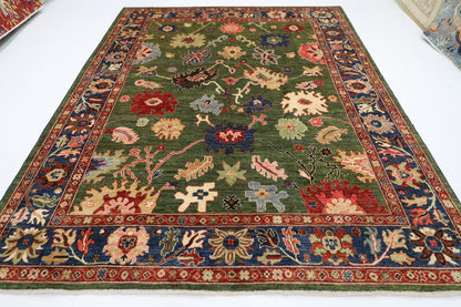 258 x 302 cm | Oriental Oushak Green Area Rug Afghan Hand Knotted Veg Dye Wool carpet