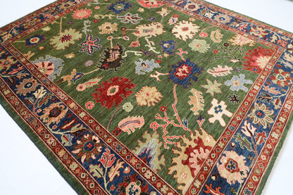 258 x 302 cm | Oriental Oushak Green Area Rug Afghan Hand Knotted Veg Dye Wool carpet