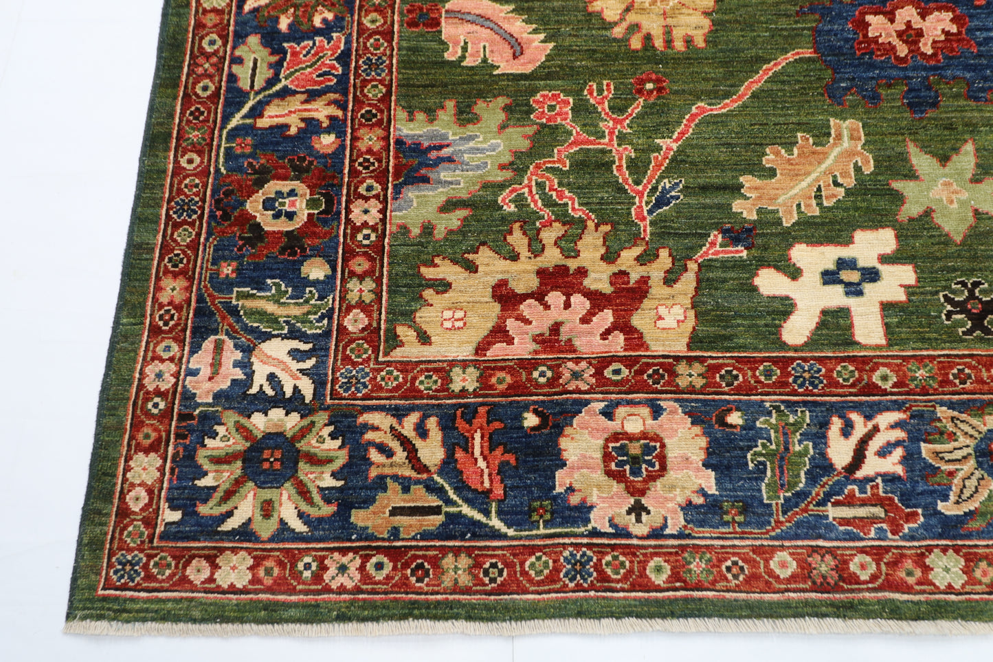 258 x 302 cm | Oriental Oushak Green Area Rug Afghan Hand Knotted Veg Dye Wool carpet