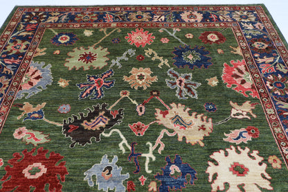 258 x 302 cm | Oriental Oushak Green Area Rug Afghan Hand Knotted Veg Dye Wool carpet