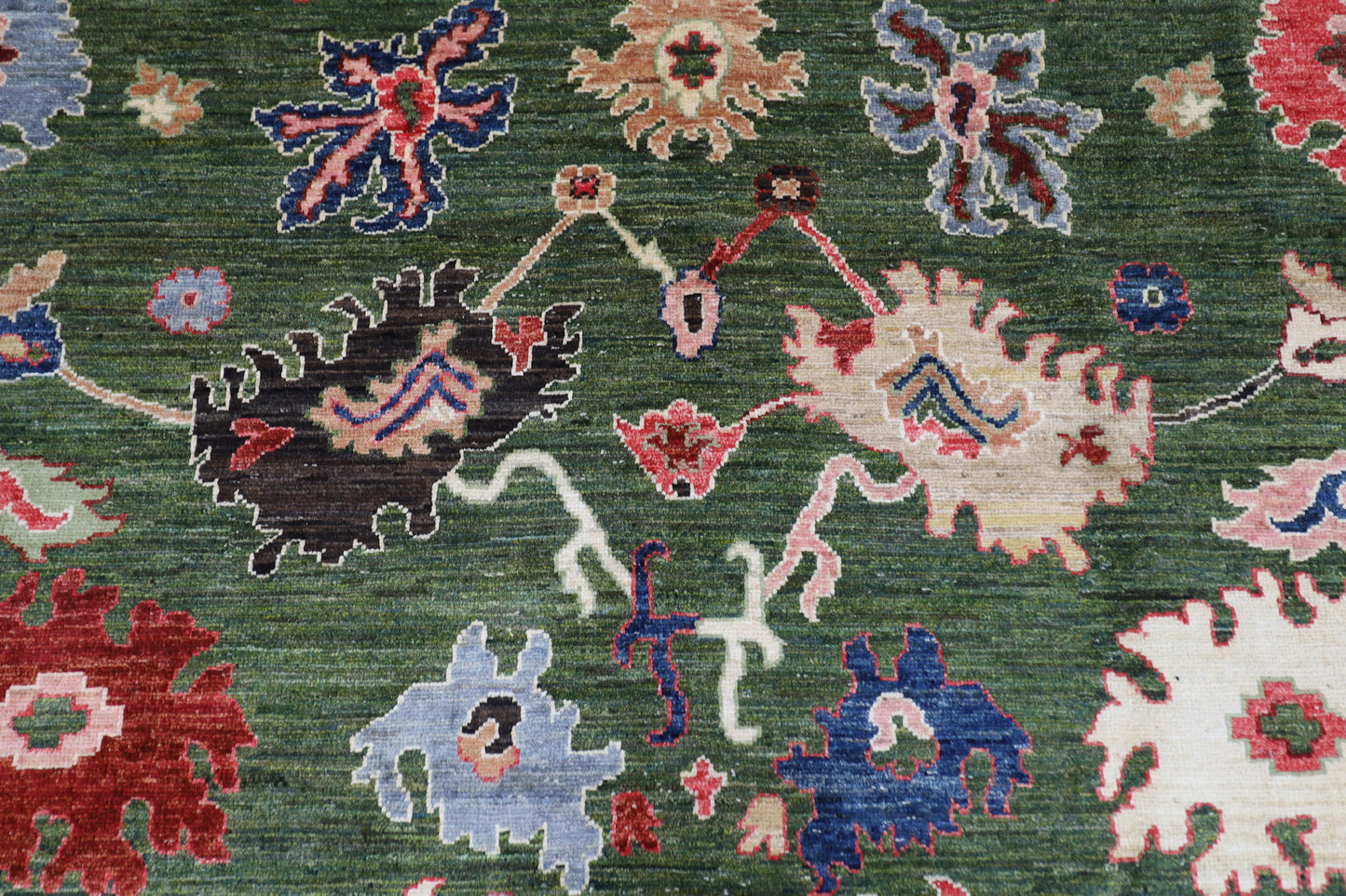 258 x 302 cm | Oriental Oushak Green Area Rug Afghan Hand Knotted Veg Dye Wool carpet
