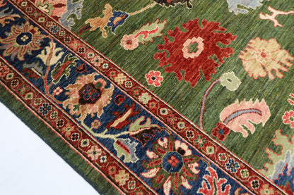 258 x 302 cm | Oriental Oushak Green Area Rug Afghan Hand Knotted Veg Dye Wool carpet