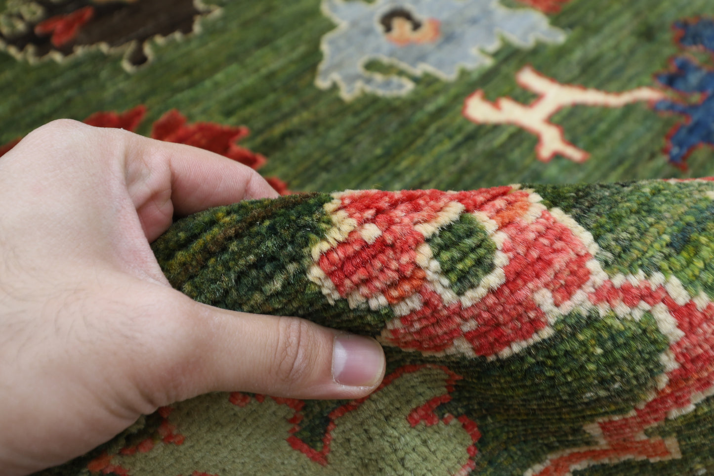 258 x 302 cm | Oriental Oushak Green Area Rug Afghan Hand Knotted Veg Dye Wool carpet