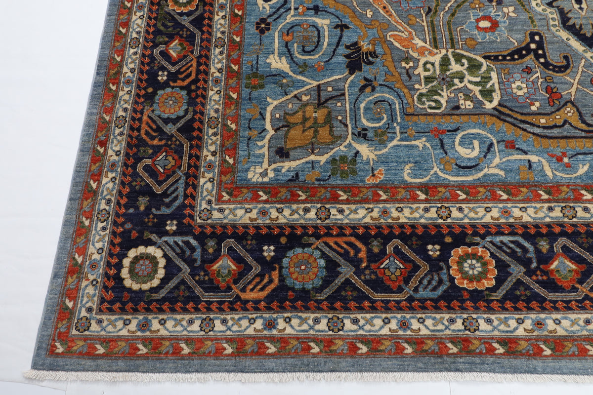 305 x 423 cm | Hariz Gray Design Hand Knotted veg Dye Wool Afghan Carpet