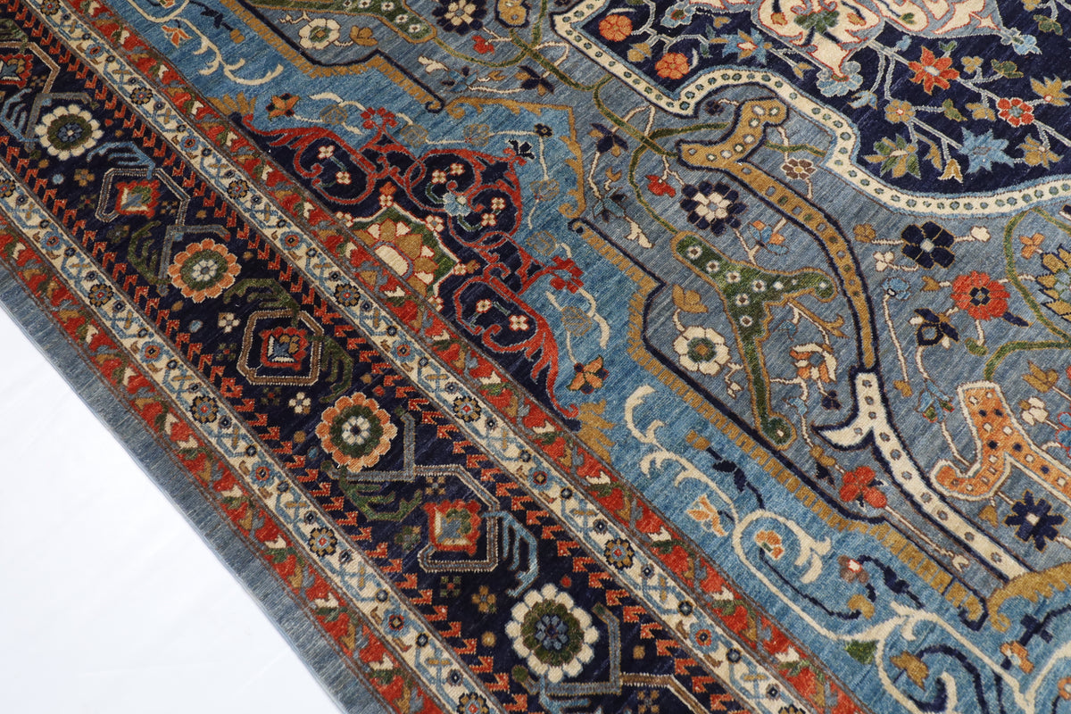 305 x 423 cm | Hariz Gray Design Hand Knotted veg Dye Wool Afghan Carpet