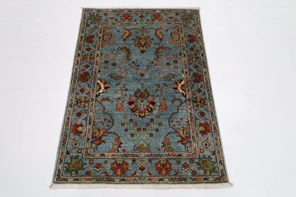 89 x 126 cm | Trible Gray Area Rug Afghan Hand Knotted veg Dye Wool carpet