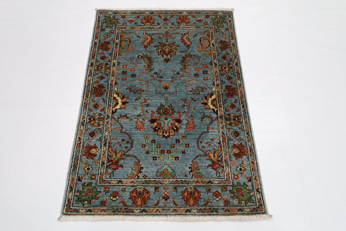 89 x 126 cm | Trible Gray Area Rug Afghan Hand Knotted veg Dye Wool carpet