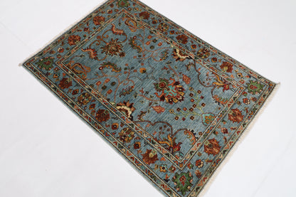 89 x 126 cm | Trible Gray Area Rug Afghan Hand Knotted veg Dye Wool carpet