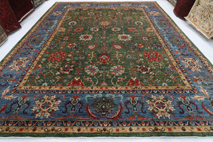 361 x 446 cm | Bidjar Green Design Hand Knotted veg Dye Wool Afghan Carpet