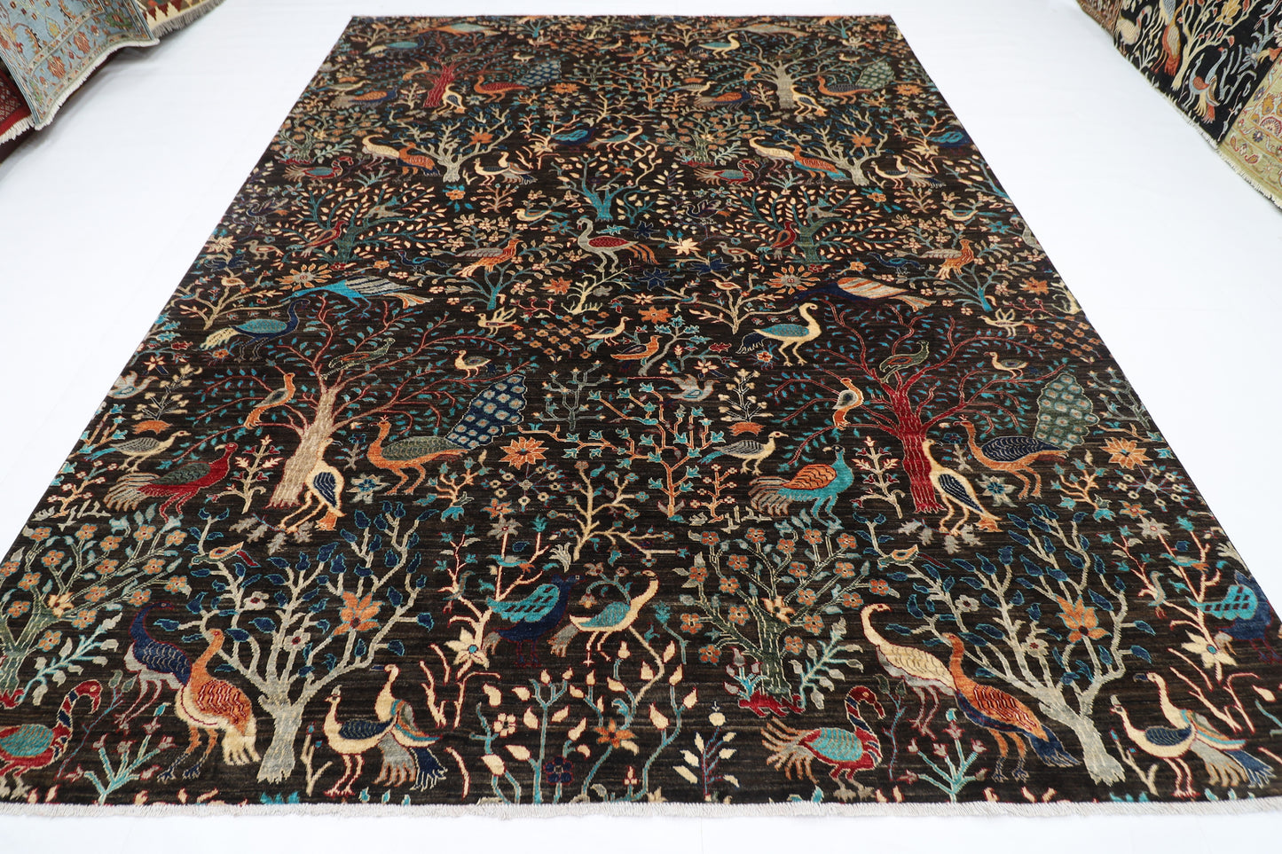 274 x 360 cm | Birds Pictorial Afghan Tribal Hand Knotted Veg Dye Wool carpet
