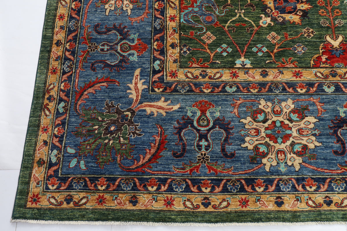 361 x 446 cm | Bidjar Green Design Hand Knotted veg Dye Wool Afghan Carpet