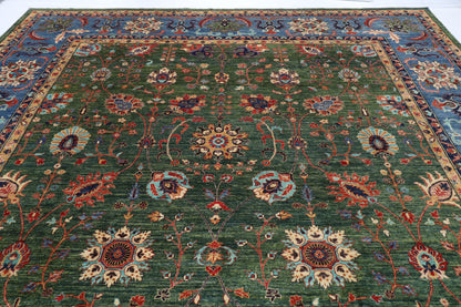 361 x 446 cm | Bidjar Green Design Hand Knotted veg Dye Wool Afghan Carpet