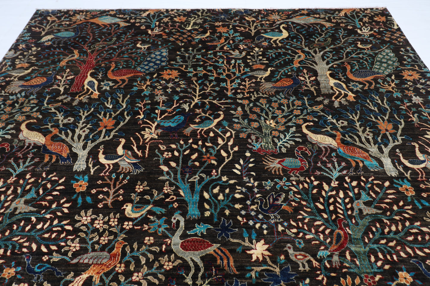 274 x 360 cm | Birds Pictorial Afghan Tribal Hand Knotted Veg Dye Wool carpet