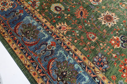 361 x 446 cm | Bidjar Green Design Hand Knotted veg Dye Wool Afghan Carpet