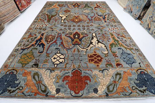 301 x 424 cm | Kawros Gray Design Area Rug Afghan Hand Knotted Veg Dye Wool carpet