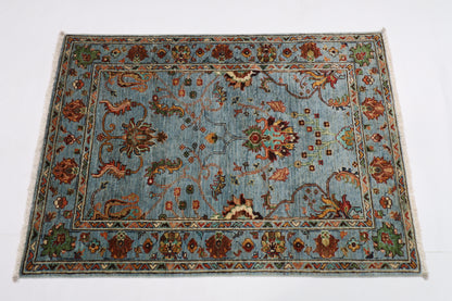 89 x 126 cm | Trible Gray Area Rug Afghan Hand Knotted veg Dye Wool carpet