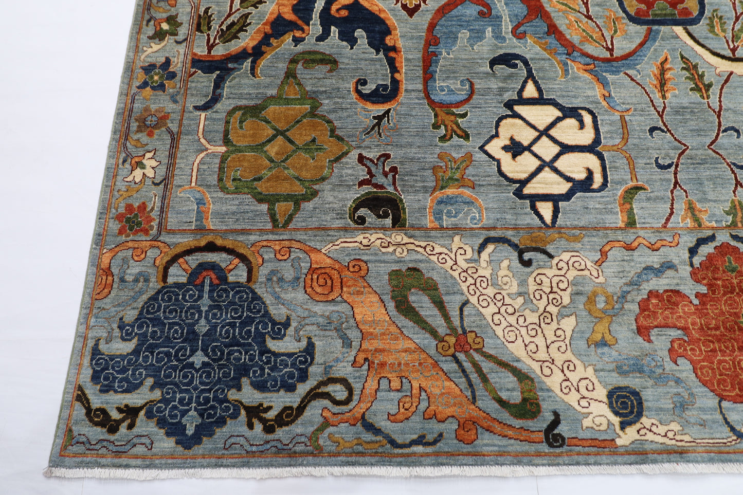 301 x 424 cm | Kawros Gray Design Area Rug Afghan Hand Knotted Veg Dye Wool carpet