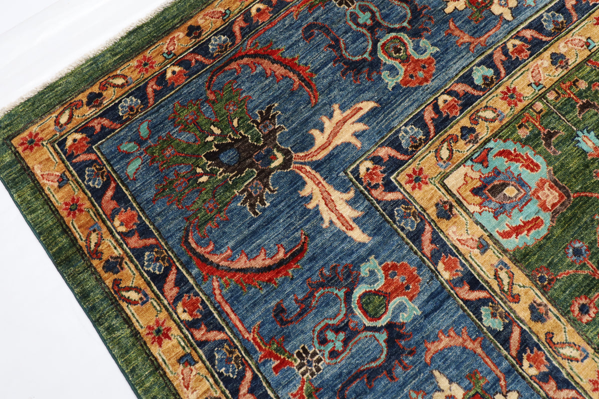 361 x 446 cm | Bidjar Green Design Hand Knotted veg Dye Wool Afghan Carpet