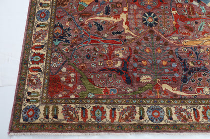 358 x 460 cm | Large Kawros Pink Design Hand Knotted veg Dye Wool Afghan Carpet