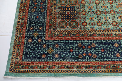 395 x 485 cm | Large Mamluk Design Hand Knotted veg Dye Wool Afghan Carpet