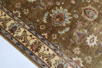 104 x 148 cm | Floral Brown Area Rug Afghan Hand Knotted veg Dye Wool carpet