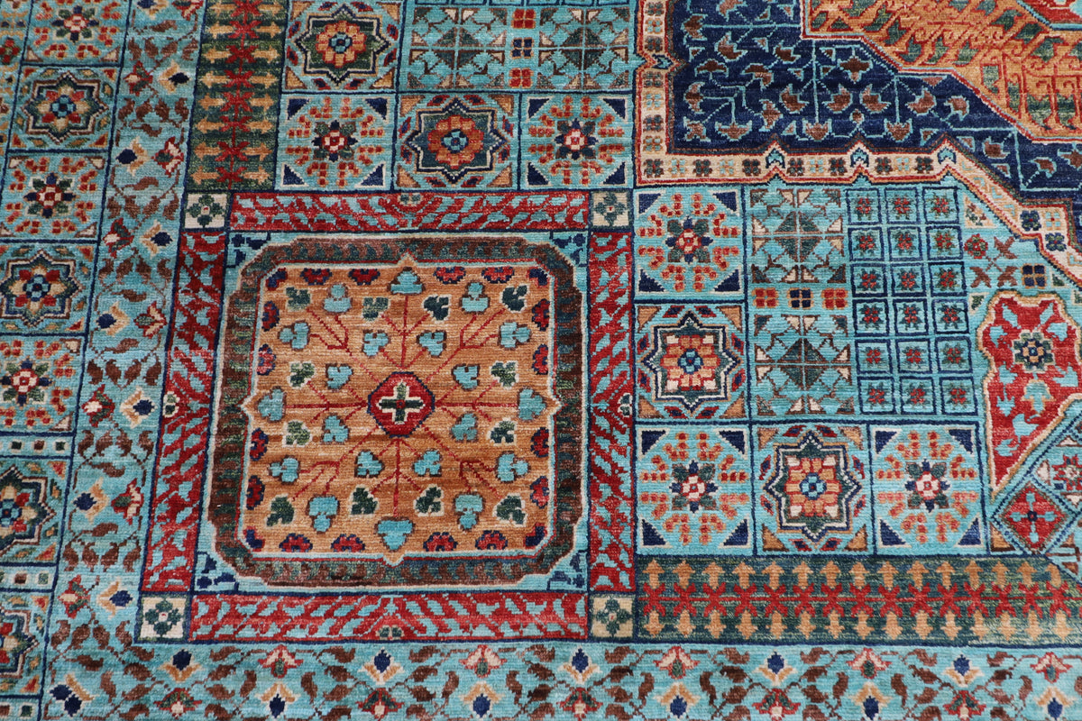 395 x 485 cm | Large Mamluk Design Hand Knotted veg Dye Wool Afghan Carpet