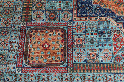 395 x 485 cm | Large Mamluk Design Hand Knotted veg Dye Wool Afghan Carpet