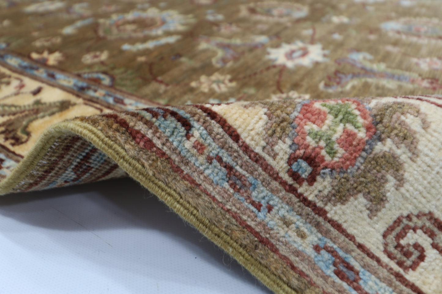 104 x 148 cm | Floral Brown Area Rug Afghan Hand Knotted veg Dye Wool carpet