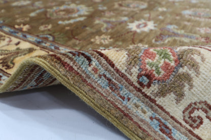 104 x 148 cm | Floral Brown Area Rug Afghan Hand Knotted veg Dye Wool carpet