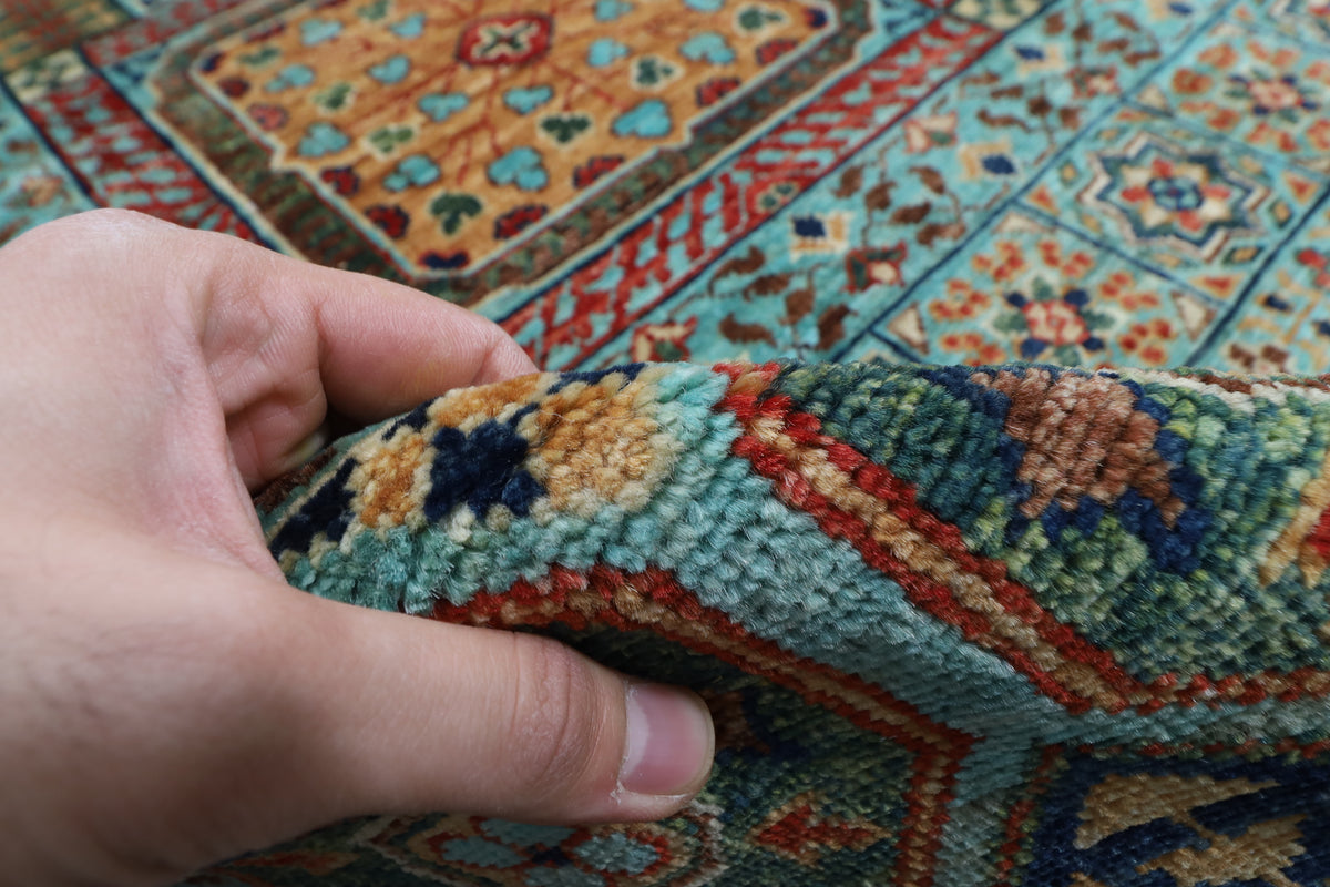 395 x 485 cm | Large Mamluk Design Hand Knotted veg Dye Wool Afghan Carpet