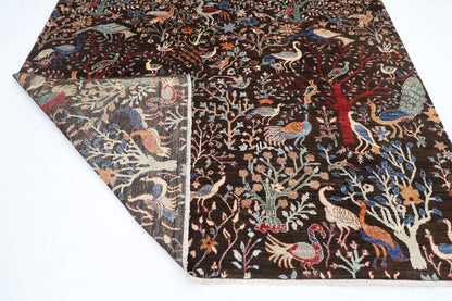 241 x 296 cm | Birds Pictorial Afghan Tribal Hand Knotted Veg Dye Wool carpet