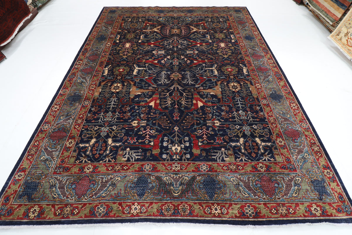 246 x 321 cm | Bidjar Blue Design Hand Knotted veg Dye Wool Afghan Carpet