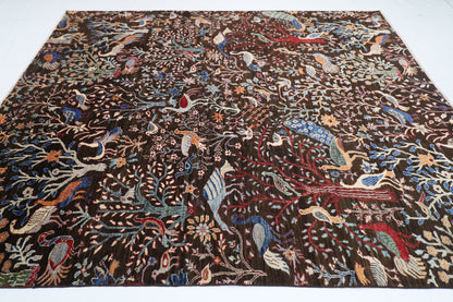 241 x 296 cm | Birds Pictorial Afghan Tribal Hand Knotted Veg Dye Wool carpet