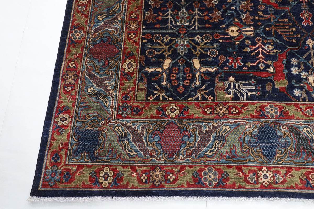 246 x 321 cm | Bidjar Blue Design Hand Knotted veg Dye Wool Afghan Carpet