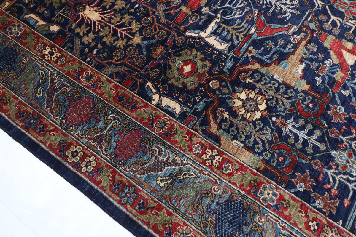246 x 321 cm | Bidjar Blue Design Hand Knotted veg Dye Wool Afghan Carpet