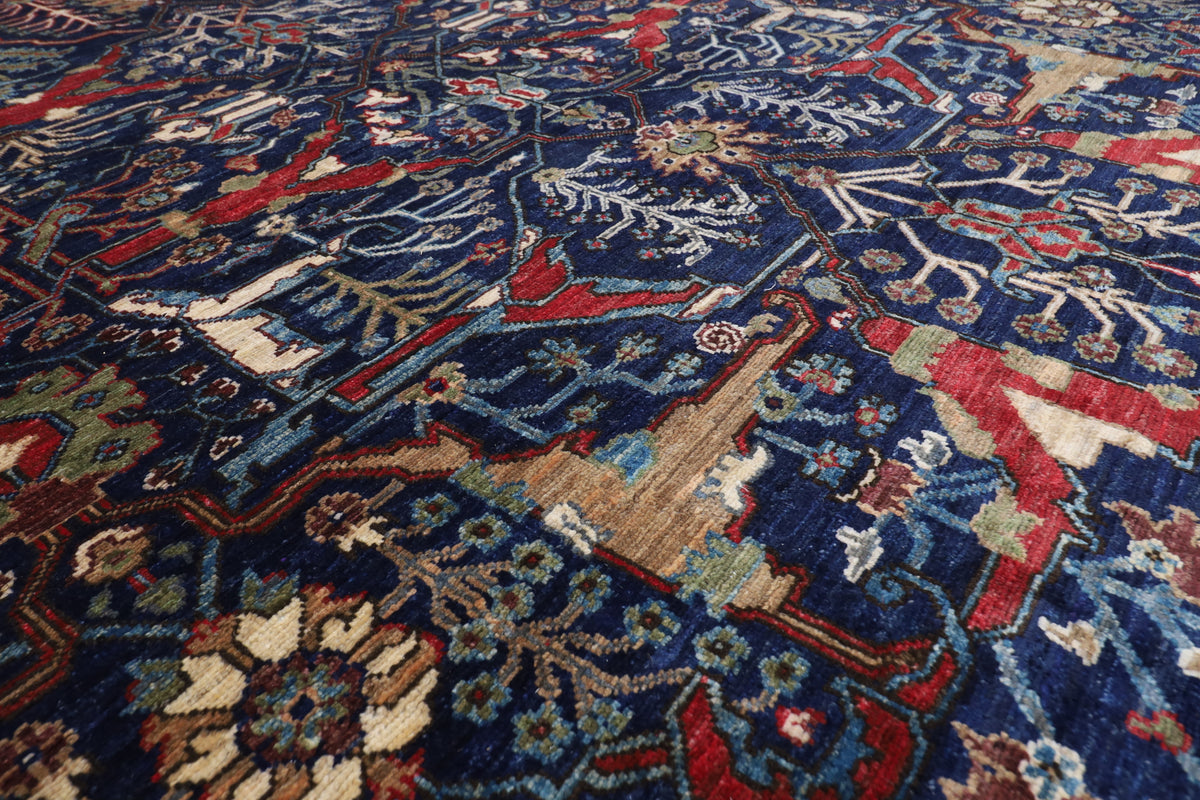 246 x 321 cm | Bidjar Blue Design Hand Knotted veg Dye Wool Afghan Carpet