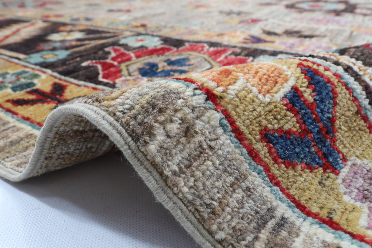 312 x 426 cm | Oushak Gray Design Hand Knotted veg Dye Wool Afghan Carpet