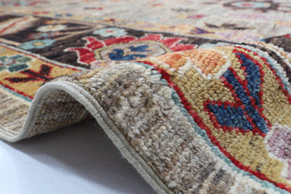 312 x 426 cm | Oushak Gray Design Hand Knotted veg Dye Wool Afghan Carpet