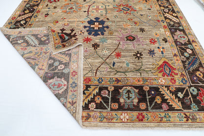 312 x 426 cm | Oushak Gray Design Hand Knotted veg Dye Wool Afghan Carpet