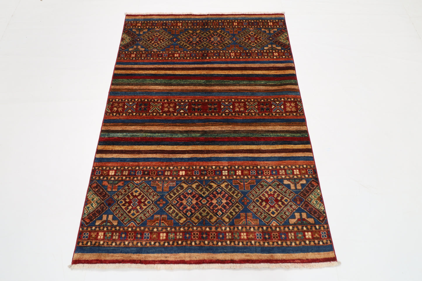 107 x 154 cm | Shall Turkish Style Area Rug Afghan Hand Knotted veg Dye Wool carpet