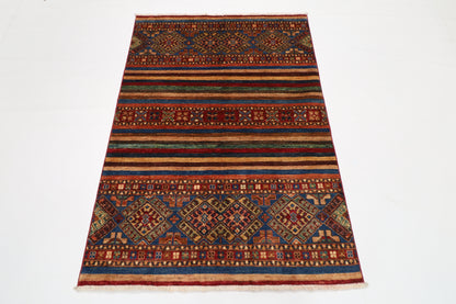 107 x 154 cm | Shall Turkish Style Area Rug Afghan Hand Knotted veg Dye Wool carpet