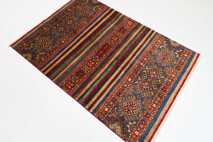 107 x 154 cm | Shall Turkish Style Area Rug Afghan Hand Knotted veg Dye Wool carpet