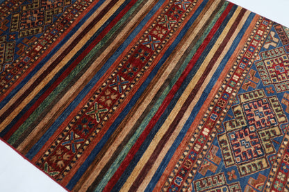 107 x 154 cm | Shall Turkish Style Area Rug Afghan Hand Knotted veg Dye Wool carpet