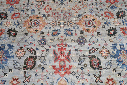 275 x 369 cm | Serapi Gray Design Hand Knotted veg Dye Wool Afghan Carpet